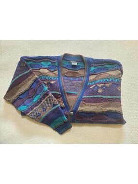 Bachrach Cardigan XL | 90s Textured Knit Button Up